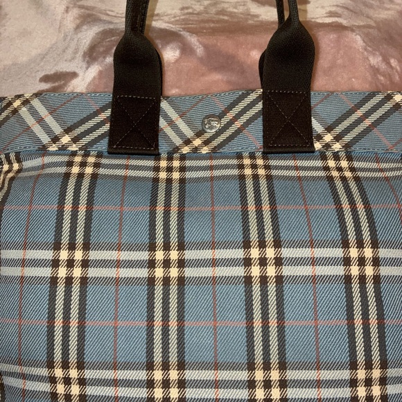Authentic Rare Burberry Blue Label Nova Check Denim Tote Bag